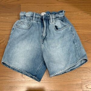 Frame Denim Light Blue Jean Paperbag Shorts